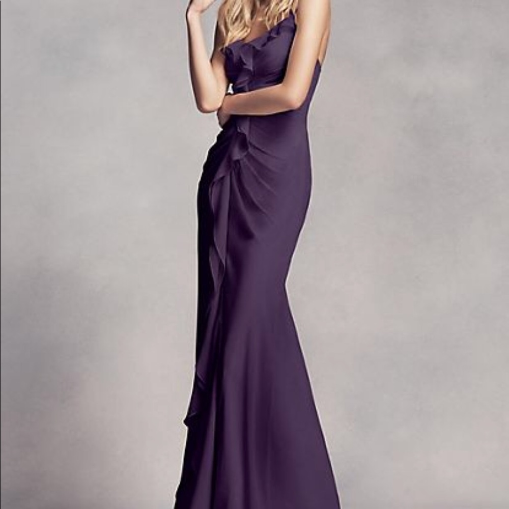 Vera Wang Ruched Bridesmaid Dress With Ruffles